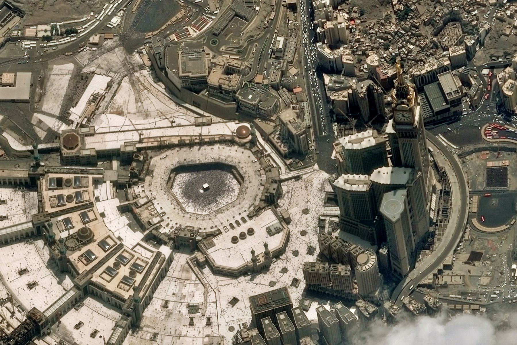 Imagen satelital muestra una vista general de la ciudad sagrada saudita de La Meca. Foto: AFP