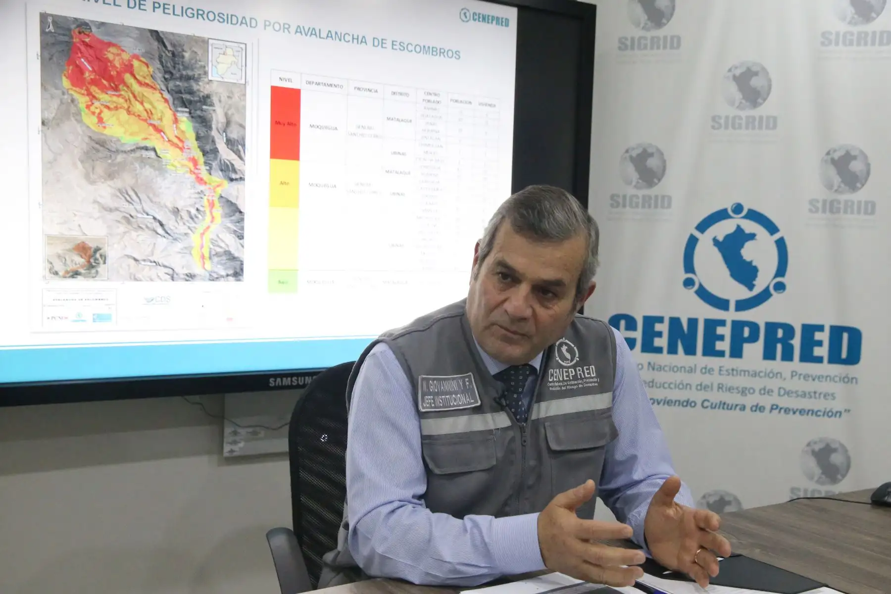 El jefe del Cenepred, vicealmirante (r) Wladimiro Giovannini y Freire, señaló que 2,000 instituciones de los tres niveles de gobierno deben contar con su respectivo Plan de Prevención y Reducción del Riesgo de Desastres. Foto: ANDINA/Eddy Ramos