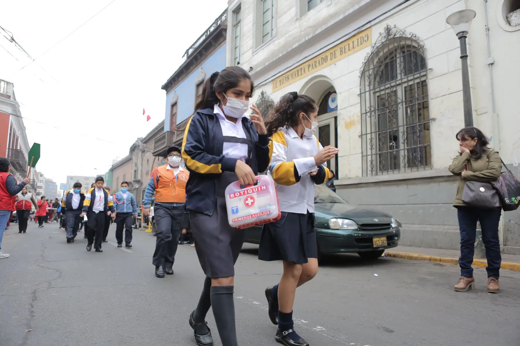 Simulacro nacional de sismo y tsunami en el I.E. 1038 María Parado de Bellido con el fin de monitorear la respuesta de los escolares durante una emergencia. Foto: ANDINA/ David Huamaní