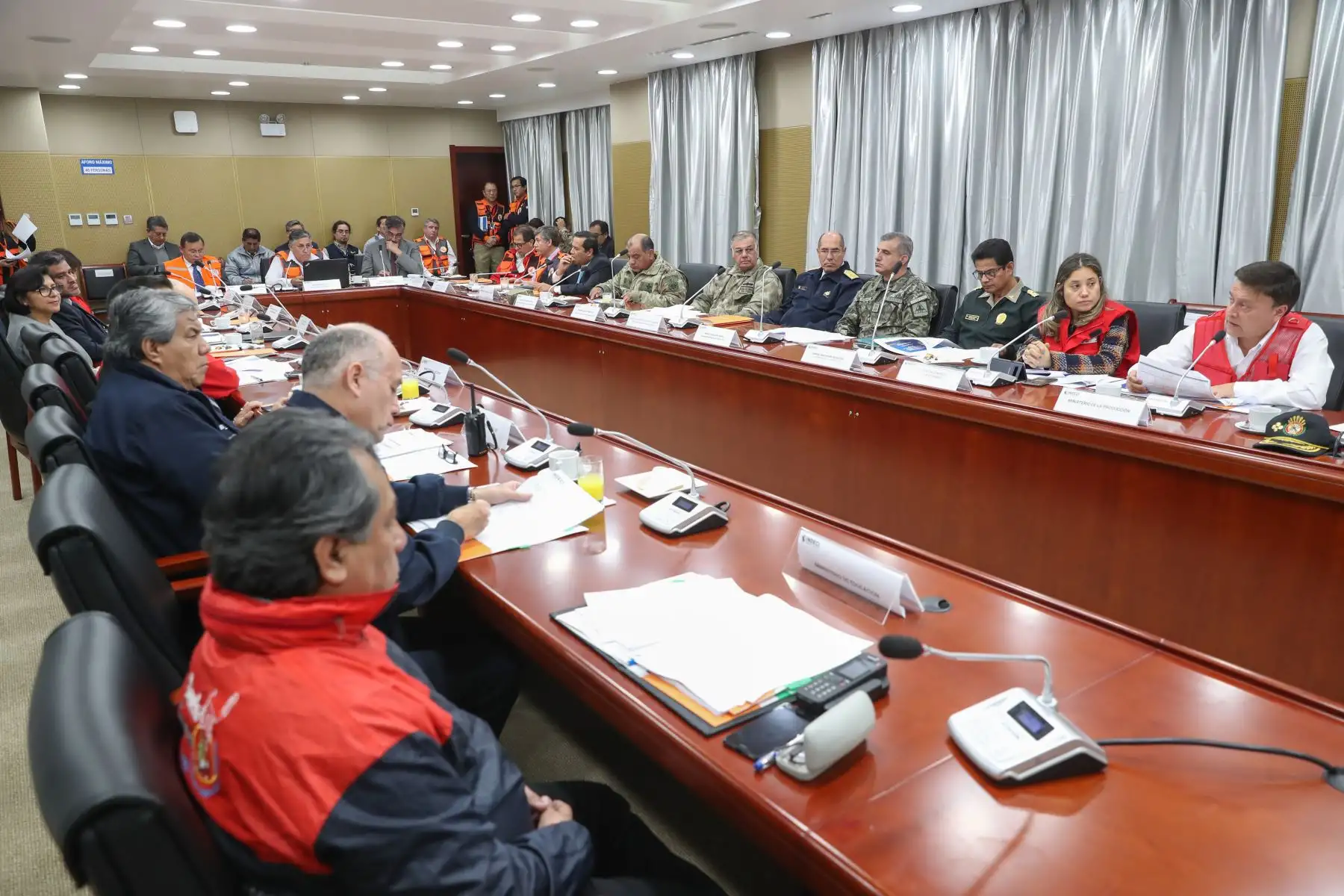 Sesión del CONAGERD, donde se evaluó resultados del Simulacro de Sismo Nacional 2019 y Multipeligro al interior del país.Foto:ANDINA/MINDEF