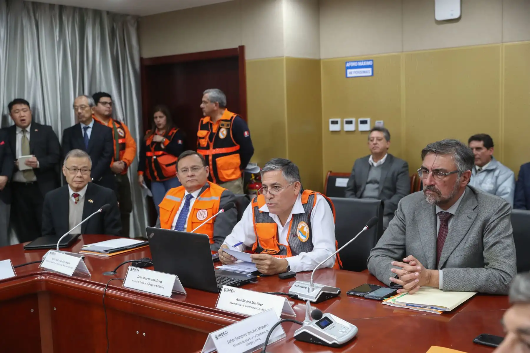 Sesión del CONAGERD, donde se evaluó resultados del Simulacro de Sismo Nacional 2019 y Multipeligro al interior del país.Foto:ANDINA/MINDEF