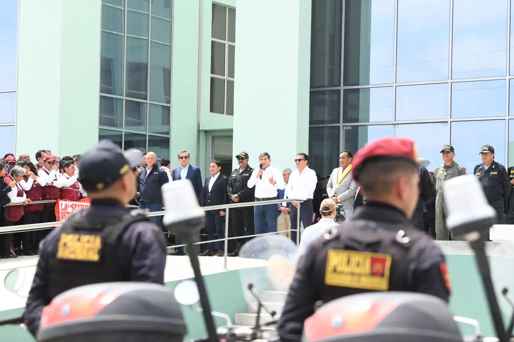 Ministro del interior Carlos Moran inauguró obras de mejoramiento de los servicios policiales de la División de Orden Público y Seguridad en Paiján, en la provincia liberteña de Ascope. Foto: ANDINA/MININTER