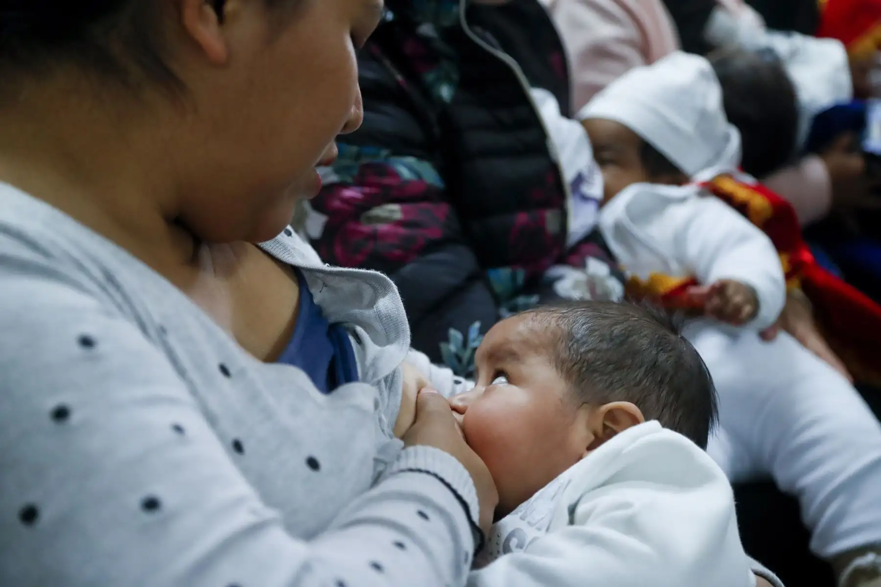 Con motivo de la Semana Mundial de la Lactancia Materna, la Red Prestacional Almenara de EsSalud reunió a más de 30 bebés, entre seis meses a dos años de edad, donde compiten para obtener la corona del “Rey Mamoncito 2019”. Foto: ANDINA/Josue Ramos