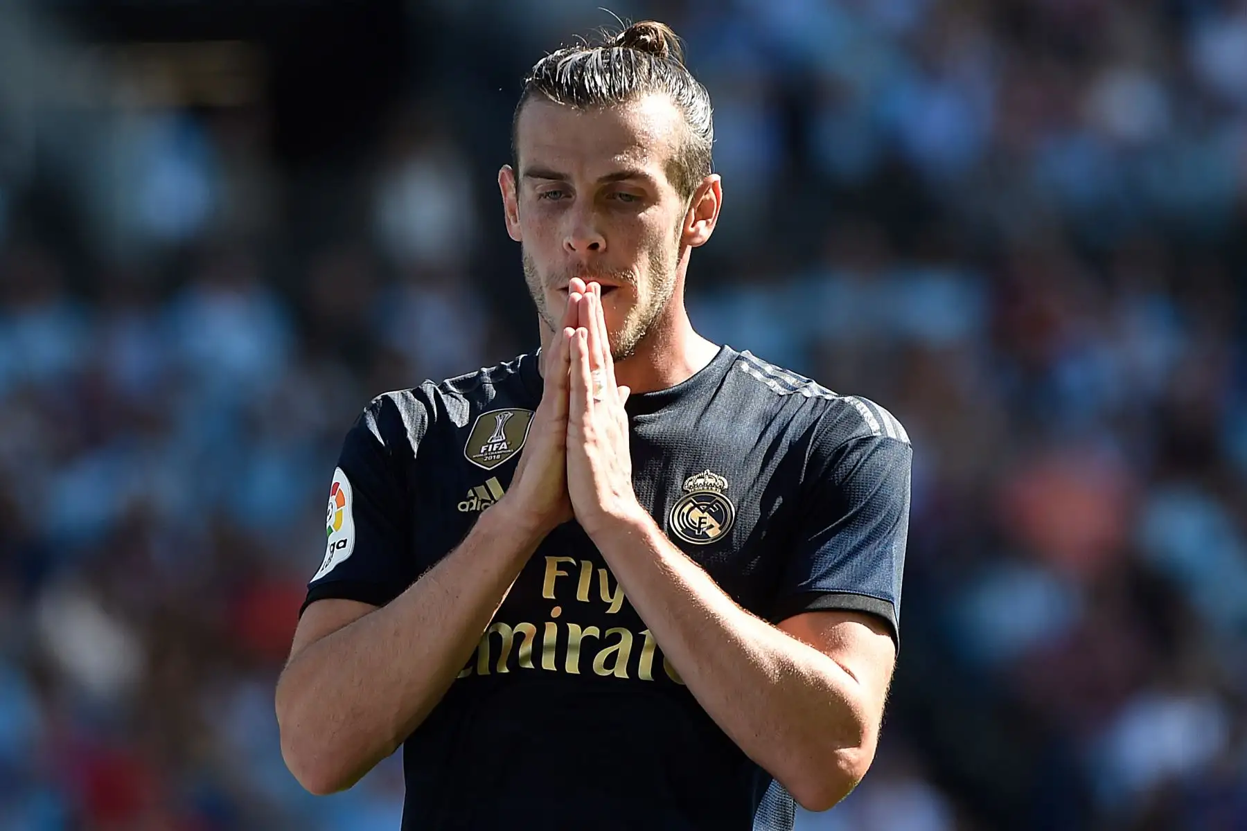El delantero galés del Real Madrid, Gareth Bale, reacciona después de perder una oportunidad de gol durante el partido de fútbol de la Liga española entre el Celta Vigo y el Real Madrid.
Foto:AFP