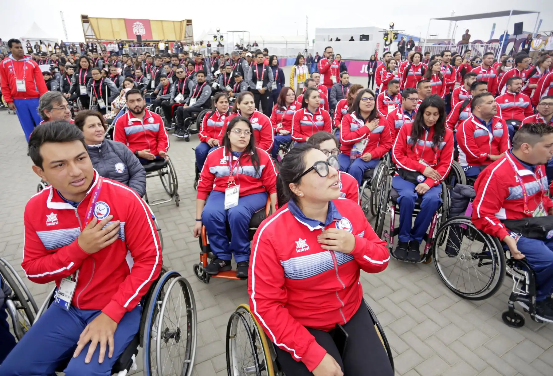 La ministra de Educación, Flor Pablo Medina y  el presidente del Comité Organizador de Lima 2019, Carlos Neuhaus dan la bienvenida a la 
delegación de deportistas que participarán en los Juegos Parapanamericanos Lima 2019.
Foto: ANDINA/Lima 2019