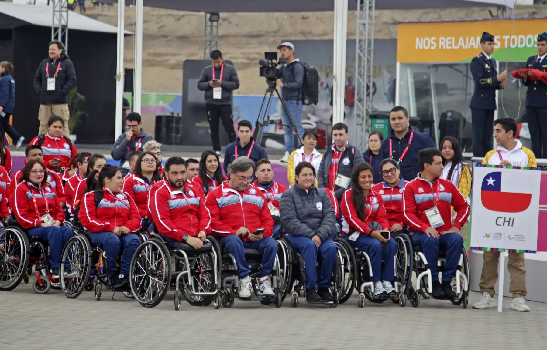 La ministra de Educación, Flor Pablo Medina y  el presidente del Comité Organizador de Lima 2019, Carlos Neuhaus dan la bienvenida a la 
delegación de deportistas que participarán en los Juegos Parapanamericanos Lima 2019.
Foto: ANDINA/Lima 2019