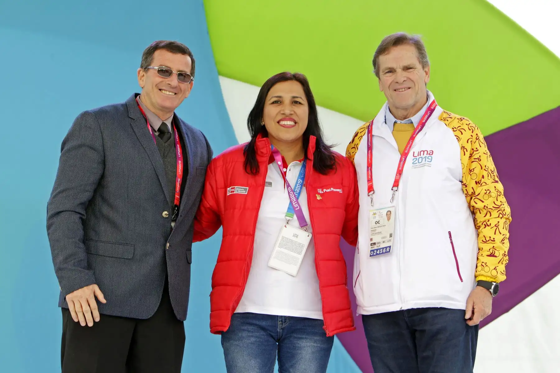 La ministra de Educación, Flor Pablo Medina y  el presidente del Comité Organizador de Lima 2019, Carlos Neuhaus dan la bienvenida a la 
delegación de deportistas que participarán en los Juegos Parapanamericanos Lima 2019.
Foto: ANDINA/Lima 2019