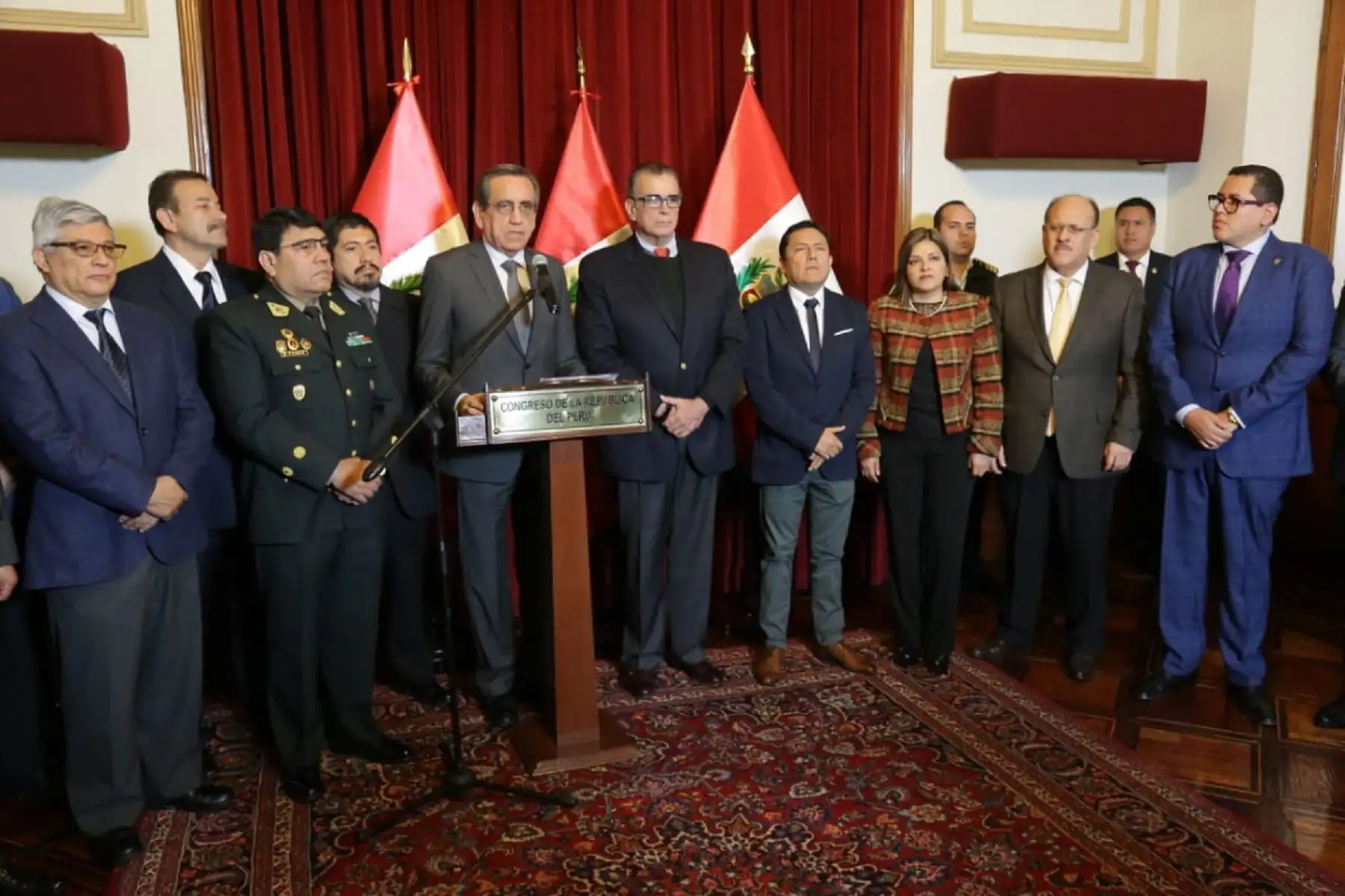 Presidente del Congreso, Pedro Olaechea, encabeza ceremonia de firma de autógrafa de la Ley de Ciberseguridad. ANDINA/Difusión