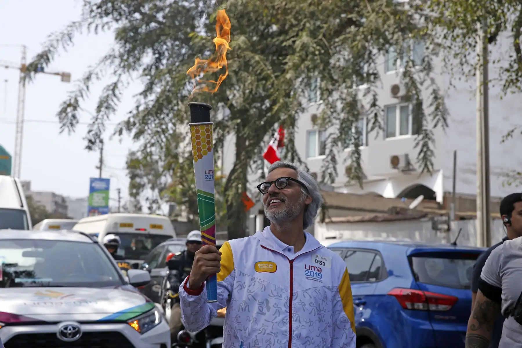 Artista Plástico, Fito Espinosa participó en recorrido de Antorcha Parapanamericana. Foto: ANDINA/Renato Pajuelo