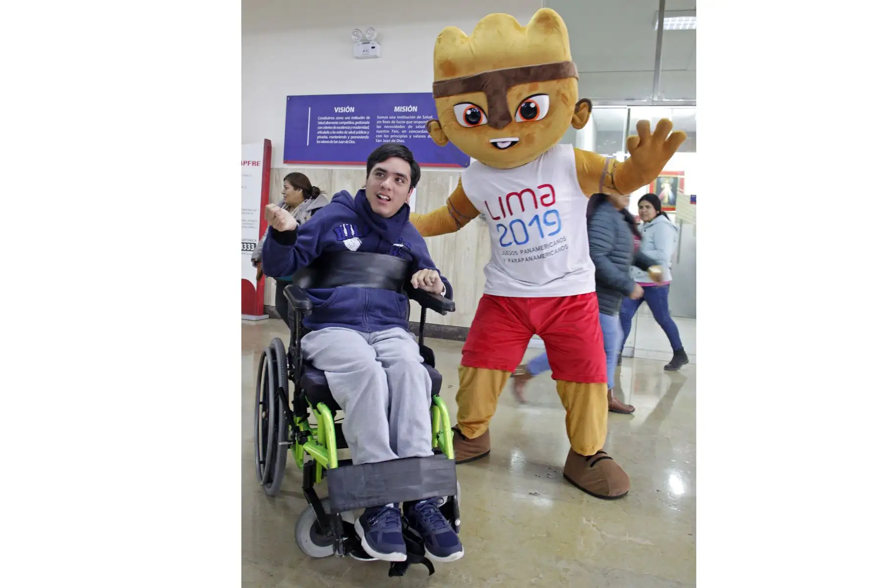 Milco la mascota oficial de los Juegos Parapanamericanos Lima 2019, visito a los niños del Hospital  San Juan de Dios. Foto:ANDINA/ LIMA 2019