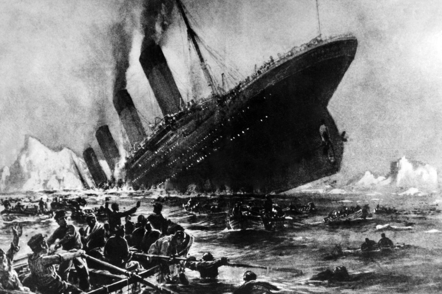 Impresión artística sin fecha que muestra el naufragio del 14 de abril de 1912 del buque de pasajeros de lujo británico Titanic frente a las costas de Nueva Escocia, durante su viaje inaugural. El Titanic supuestamente 
