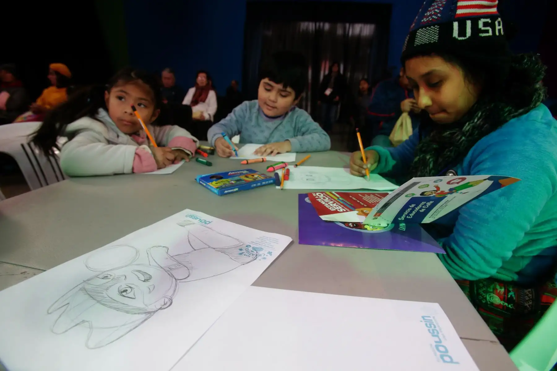 Niños y niñas  se inspiran en la mascota oficial de Lima 2019 "Milco " para crear Comics.
Foto: Lima 2019