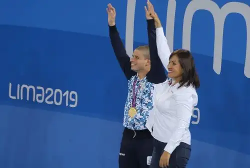 Ministra de Transportes y Comunicaciones, María Jara  en premiación a deportistas de Parapanamericanos Lima 2019. Foto: Cortesía.