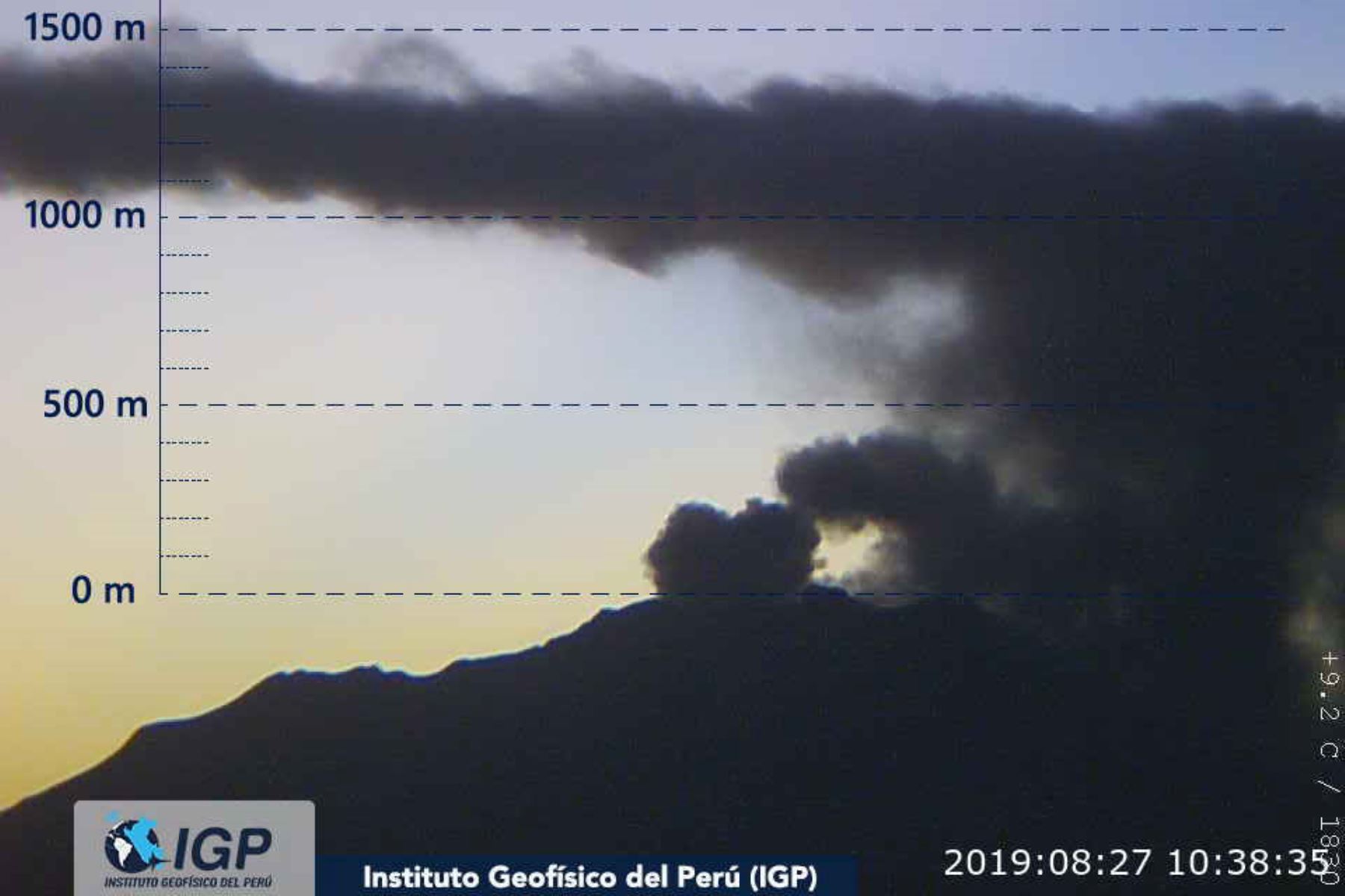 El volcán Ubinas, ubicado en Moquegua, registró hoy una nueva emisión de cenizas por segundo día consecutivo. ANDINA/Difusión