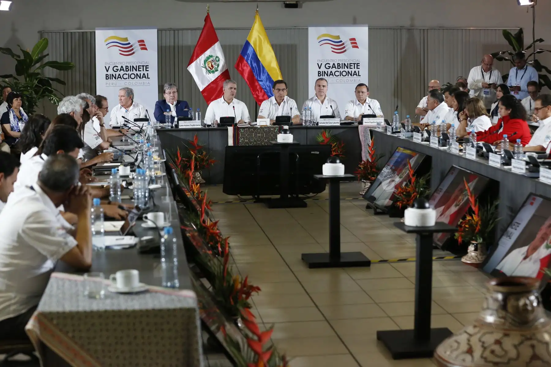 Los jefes del Estado del Perú, Martín Vizcarra y de Colombia, Iván Duque, firmaron la Declaración Presidencial Conjunta del Encuentro Presidencial y V Gabinete Binacional. Foto: ANDINA/Renato Pajuelo