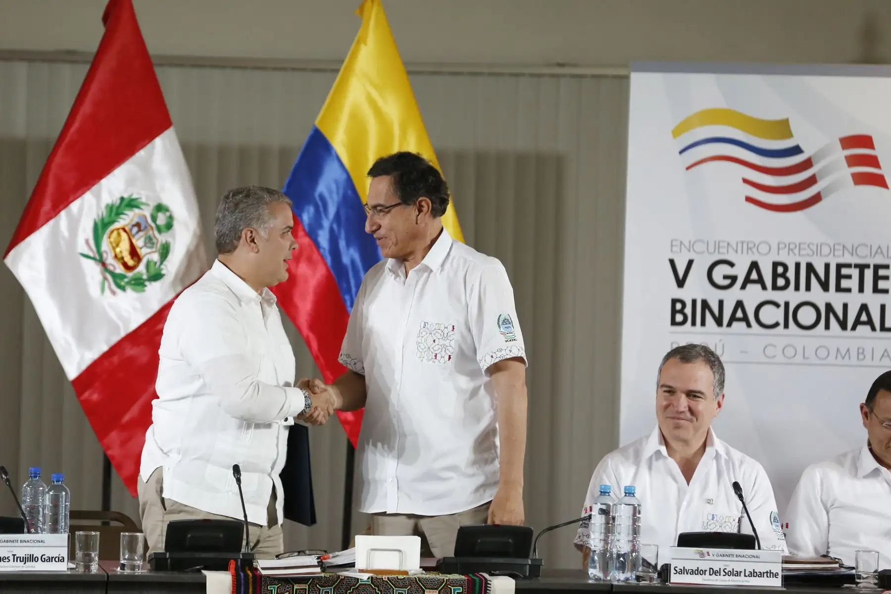 Los jefes del Estado del Perú, Martín Vizcarra y de Colombia, Iván Duque, firmaron la Declaración Presidencial Conjunta del Encuentro Presidencial y V Gabinete Binacional. Foto: ANDINA/Renato Pajuelo