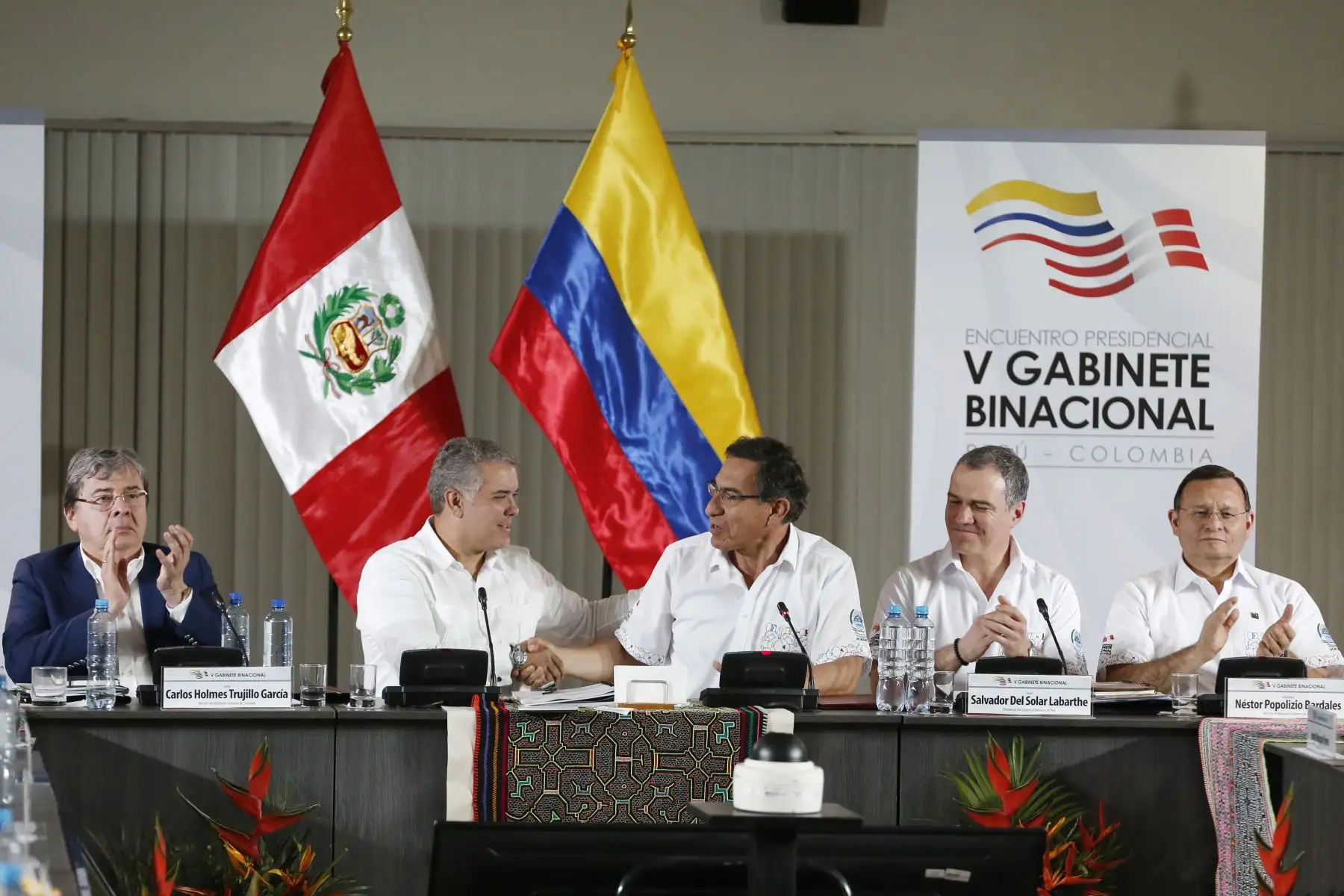 Los jefes del Estado del Perú, Martín Vizcarra y de Colombia, Iván Duque, firmaron la Declaración Presidencial Conjunta del Encuentro Presidencial y V Gabinete Binacional. Foto: ANDINA/Renato Pajuelo