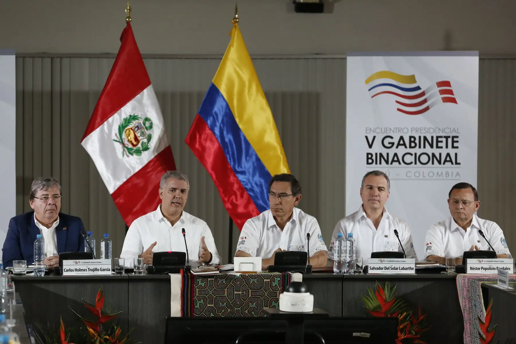 Los jefes del Estado del Perú, Martín Vizcarra y de Colombia, Iván Duque, firmaron la Declaración Presidencial Conjunta del Encuentro Presidencial y V Gabinete Binacional. Foto: ANDINA/Renato Pajuelo