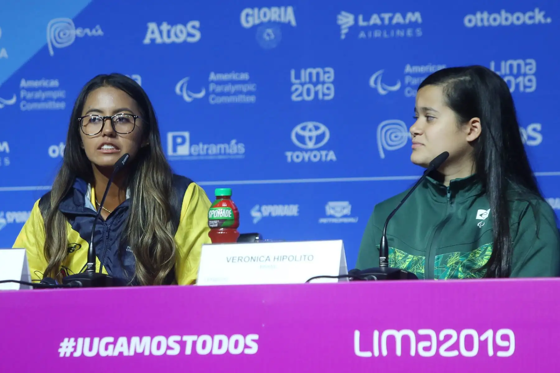Conferencia de prensa sobre el cierre de la competencia de los Juegos Parapanamericanos Lima 2019. Participan los atletas medallistas : La colombiana María Angélica Bernal , ganadora del oro en tenis de silla de ruedas y Verónica Hipolito de Brasil, ganadora de 3 medallas de plata en Para Atletismo.
Foto: ANDINA/Eddy Ramos