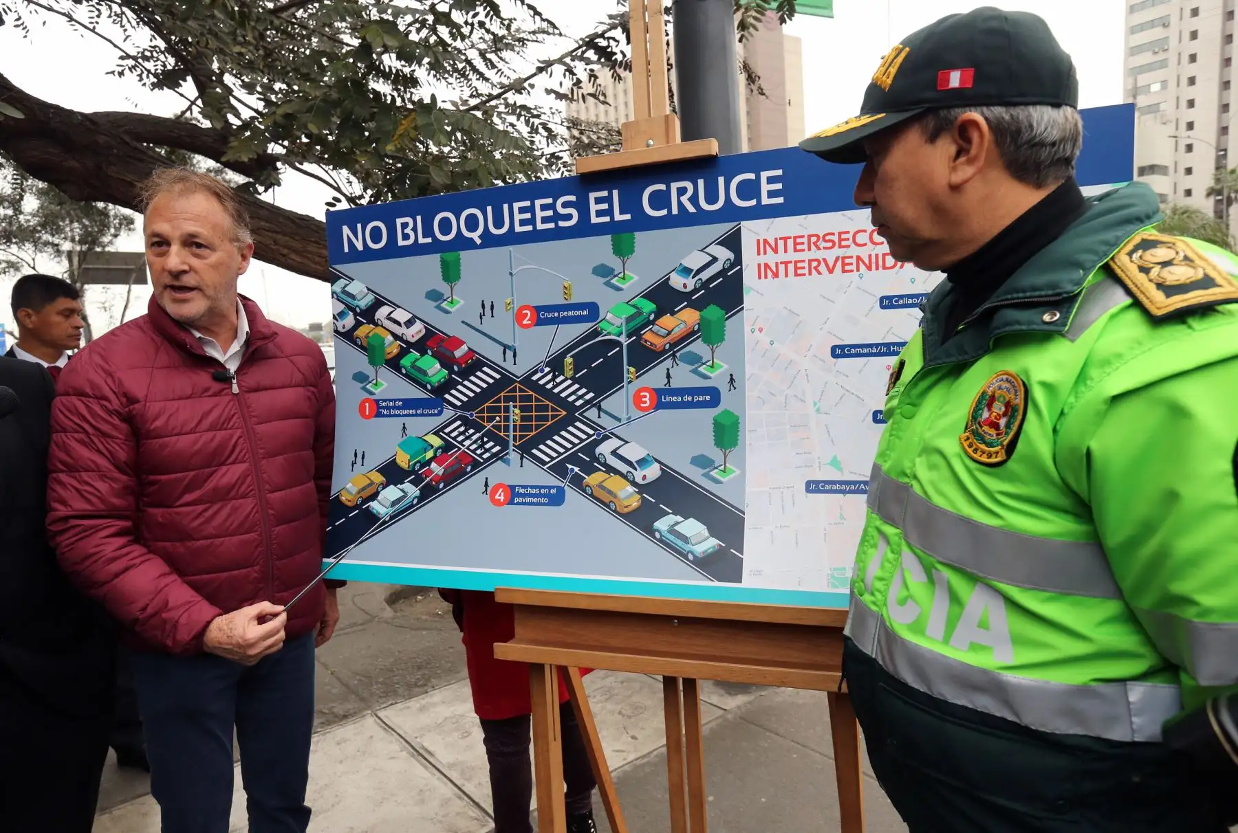 El alcalde de Lima, Jorge Muñoz, presenta las primeras seis intersecciones viales del Cercado de Lima intervenidas con mallas antibloqueos que buscan reducir la congestión vehicular .Foto: ANDINA/Norman Córdova
