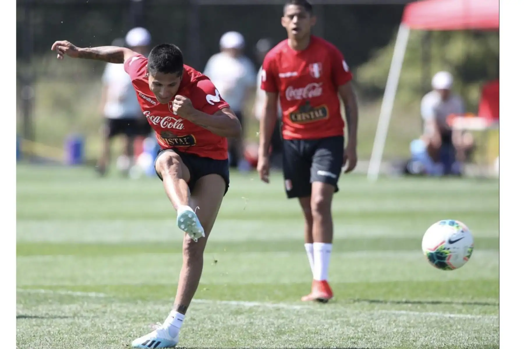Raúl Ruídiaz entreno en La selección Peruana de futbol,en el Red Bull Practice Facility de New Jersey con miras a sus duelos amistosos ante Ecuador  y Brasil.FotoANDINA/ FPF