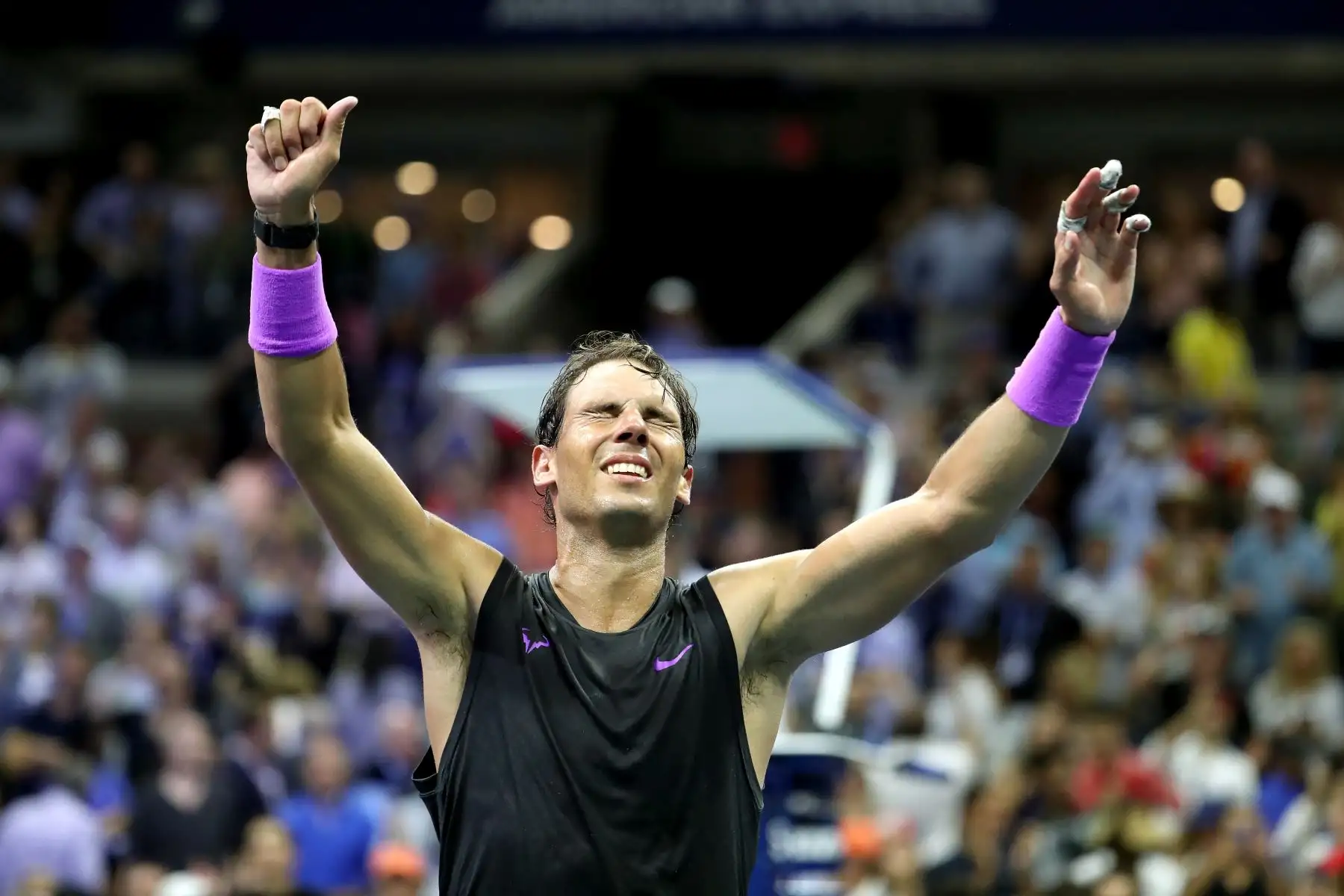 Rafael Nadal de España celebra después de ganar su último partido de individuales masculinos contra Daniil Medvedev de Rusia el día catorce del Abierto de Estados Unidos de 2019 en el Centro Nacional de Tenis Billie Jean King de la USTA el 08 de septiembre de 2019 en el Queens distrito de la ciudad de Nueva York.Foto.AFP