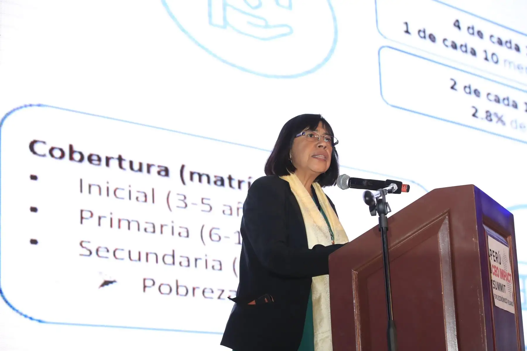 Ana Andrade, viceministra de Gestión Pedagógica, durante su exposición en el foro: Perú CEO Impact Summit 

Foto: Andina/Juan Carlos Guzman Negrini