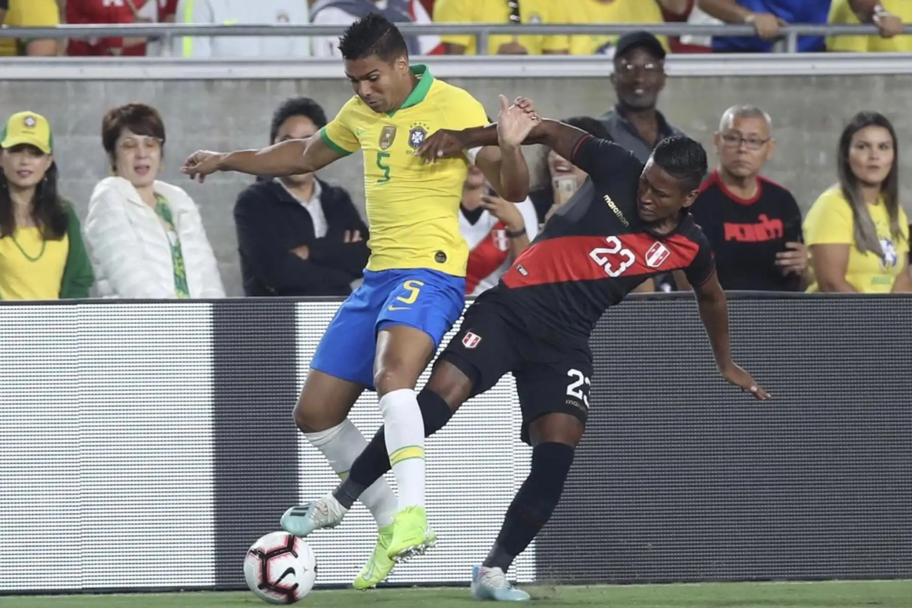 Perú vs Brasil: partido amistoso internacional, en Los Ángeles Memorial Sports Arena.Foto:ANDINA/FPF
