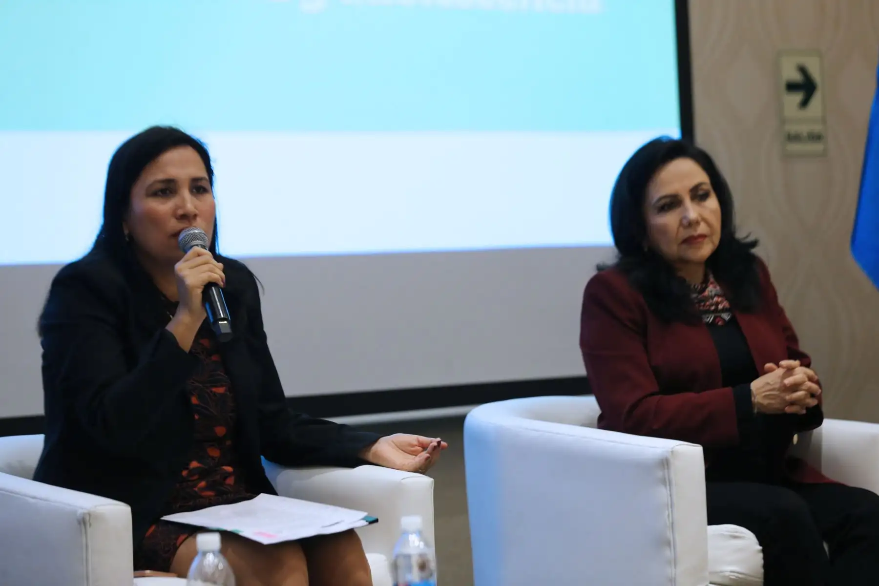 Ministra de la Mujer ,Gloria Montenegro y la ministra de Educación, Flor Pablo elaboran  una “Hoja de Ruta” que servirá para poner en marcha el Plan de Acción con el fin de eliminar la violencia contra los niños, niñas y adolescentes 2020-2030.
Foto: ANDINA/Norman Córdova