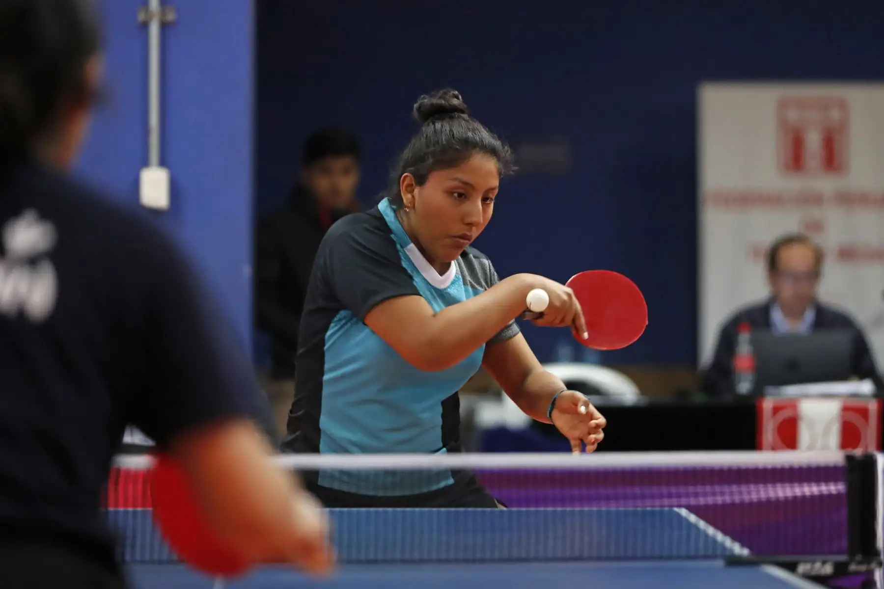 Sujey Carrasco del Colegio Paraiso del Niño de Tacna participa en categoría Tenis de Mesa de los Juegos Escolares 2019. Foto: ANDINA/Renato Pajuelo