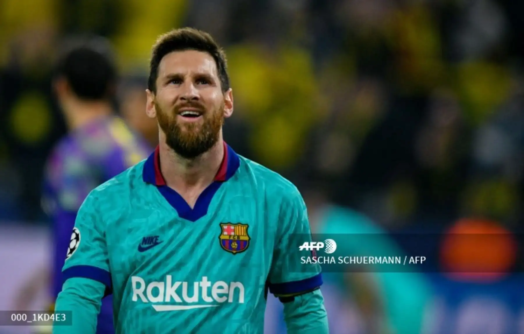 El delantero argentino de Barcelona, ​​Lionel Messi, reacciona después del partido de fútbol del Grupo F de la UEFA Champions League, el Borussia Dortmund v FC Barcelona en Dortmund, Alemania 
Foto:AFP