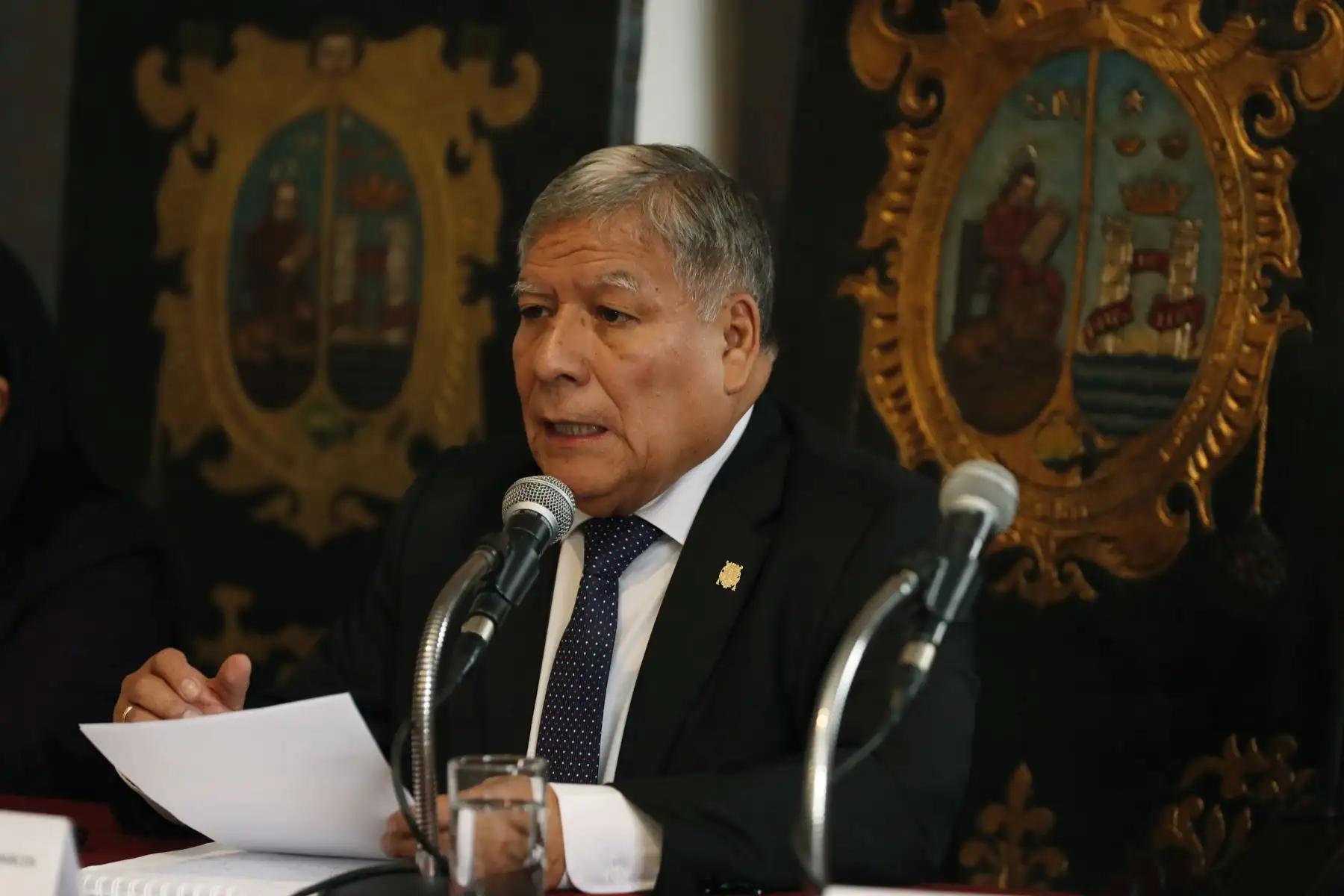 Conferencia de prensa del rector de la Universidad Nacional Mayor de San Marcos (UNMSM), Orestes Cachay sobre la situación del bypass de la avenida Venezuela en la ciudad universitaria.
Foto: ANDINA/Renato Pajuelo