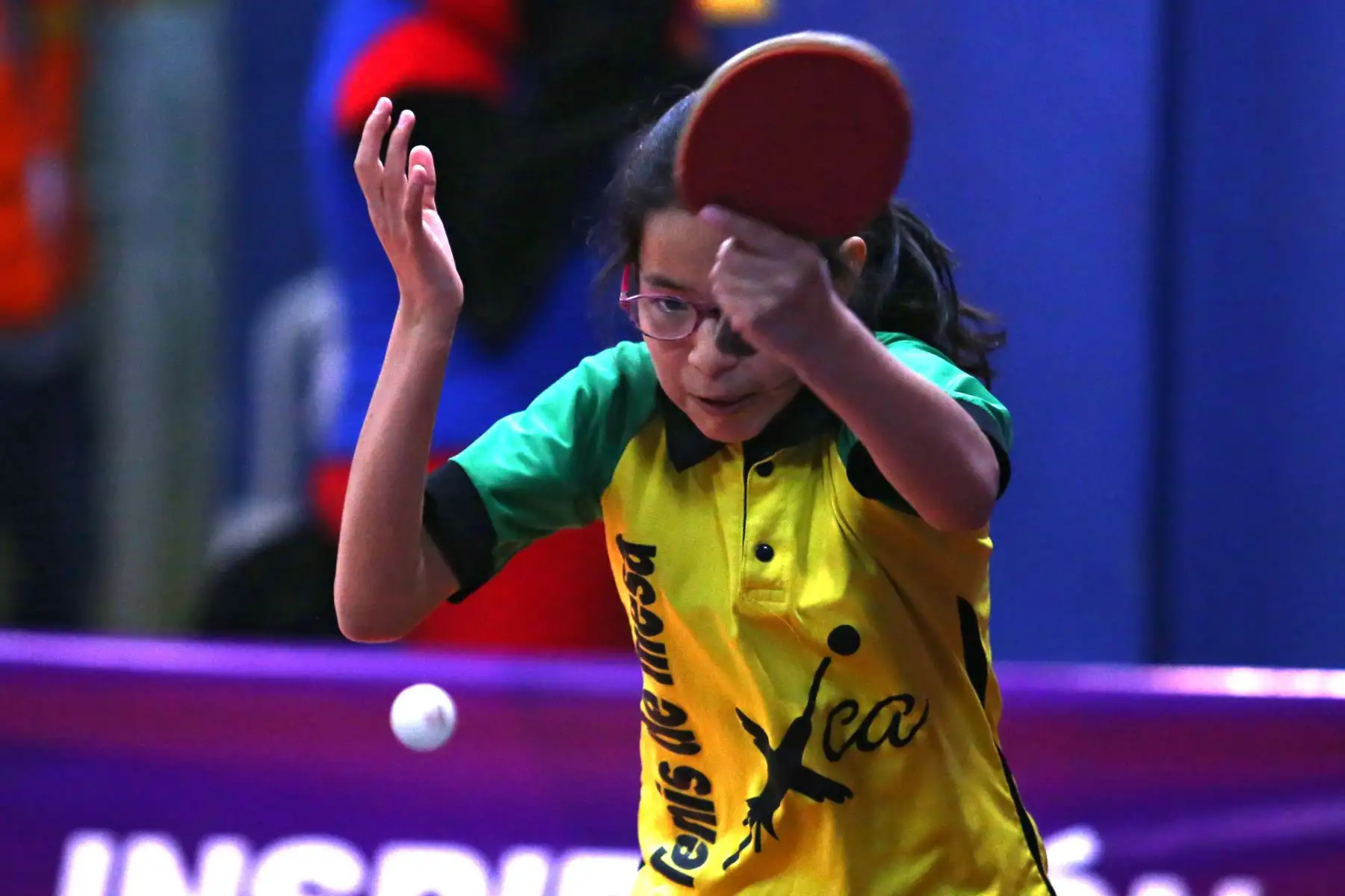 Alicia Sara Arashira Evanán Castañeda del Colegio Margarita Santa Ana de Benavides de Ica participa en categoría Tenis de Mesa de los Juegos Escolares 2019. Foto: ANDINA/Vidal Tarqui