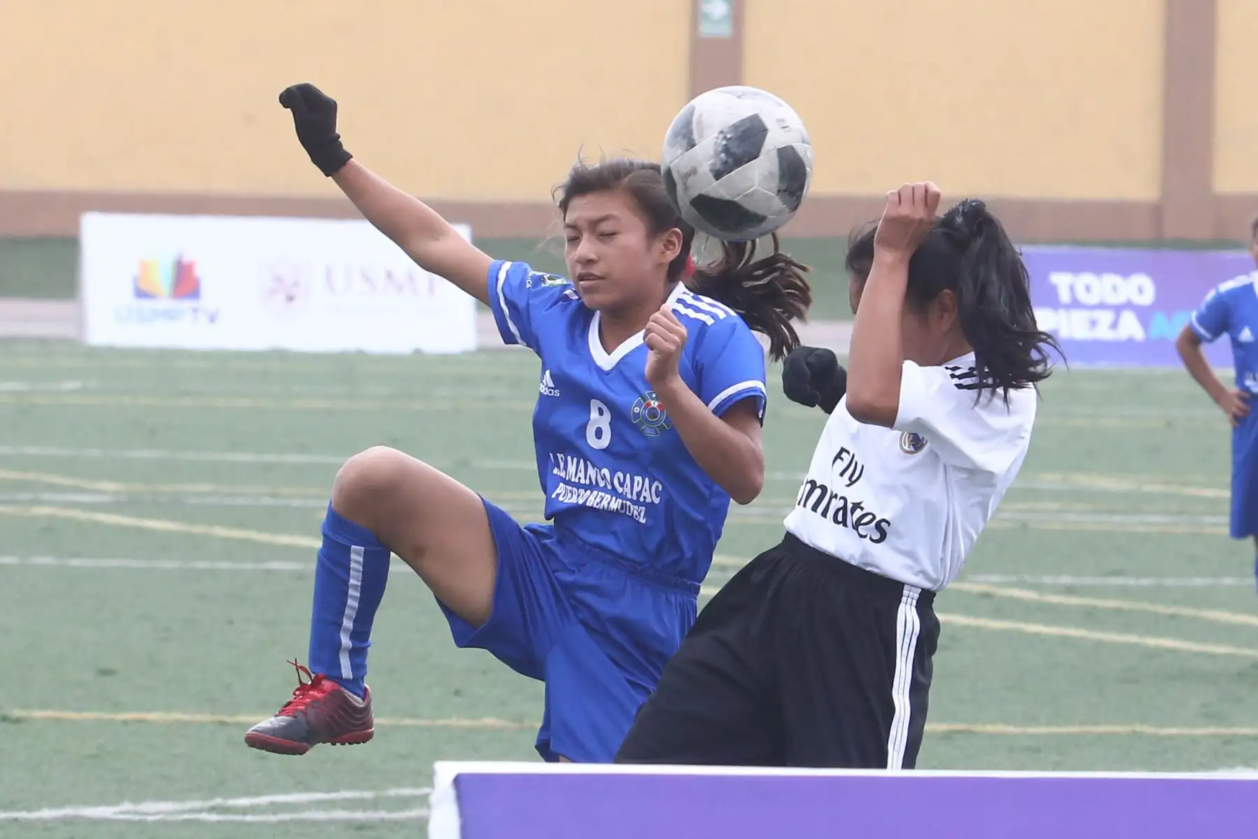 Colegios de Cusco vs Cerro de Pasco participa en categoría Futbol de mujeres los Juegos Escolares 2019.  sede Bartolomé Herrera. Foto: ANDINA/Vidal Tarqui
