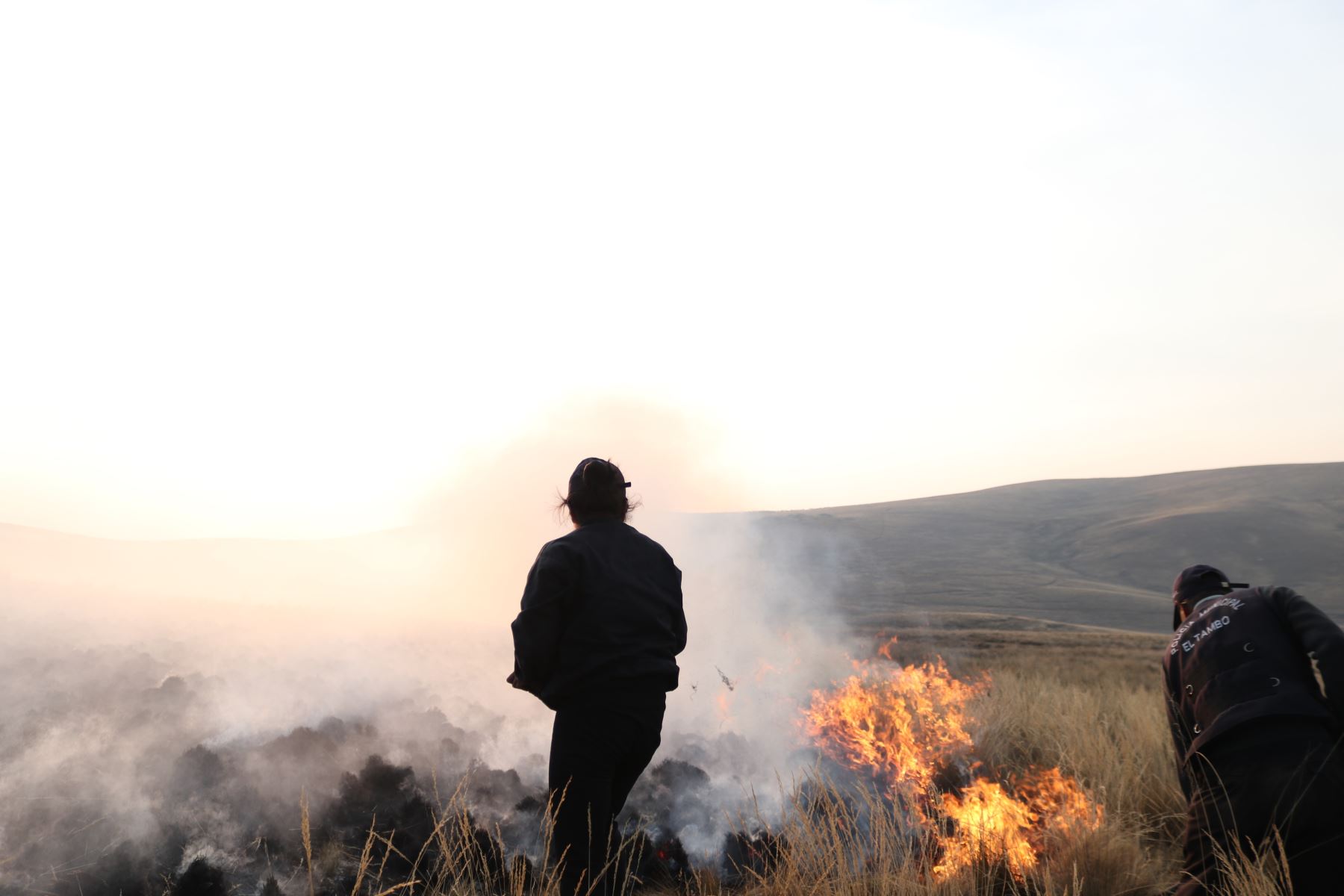 Sofocan incendio forestal que arrasó con 20 hectáreas de pastizales en Huancayo. Foto: Pedro Tinoco