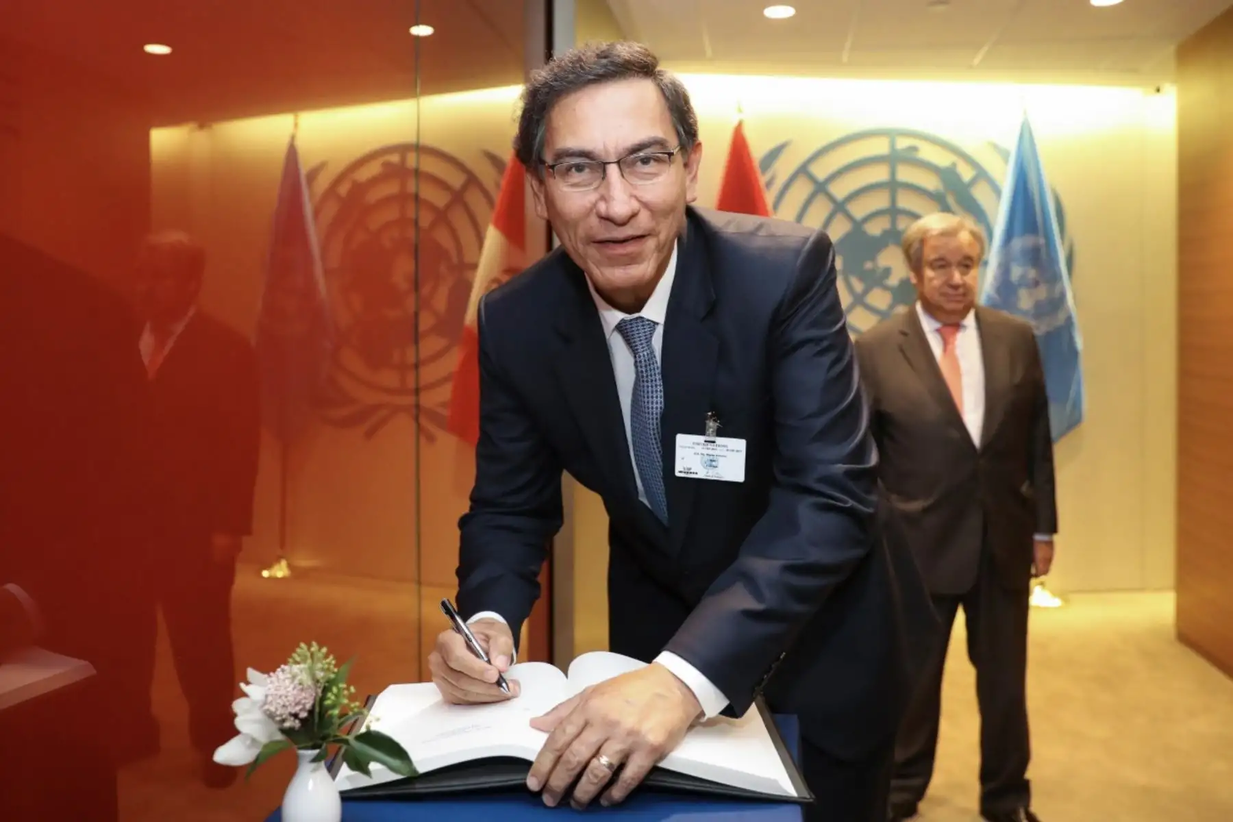 Presidente Martín Vizcarra y el secretario general de las Naciones Unidas, Antonio Guterres. Foto: ANDINA/Prensa Presidencia