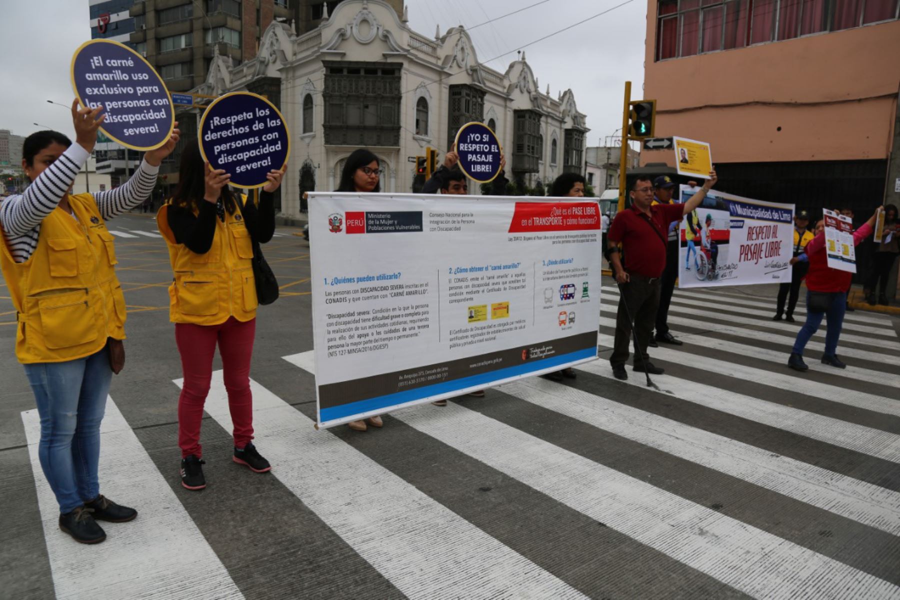 Con carné amarillo se identifican personas con discapacidad severa  que tienen pase libre en transporte público urbano. Foto: Andina/Difusión