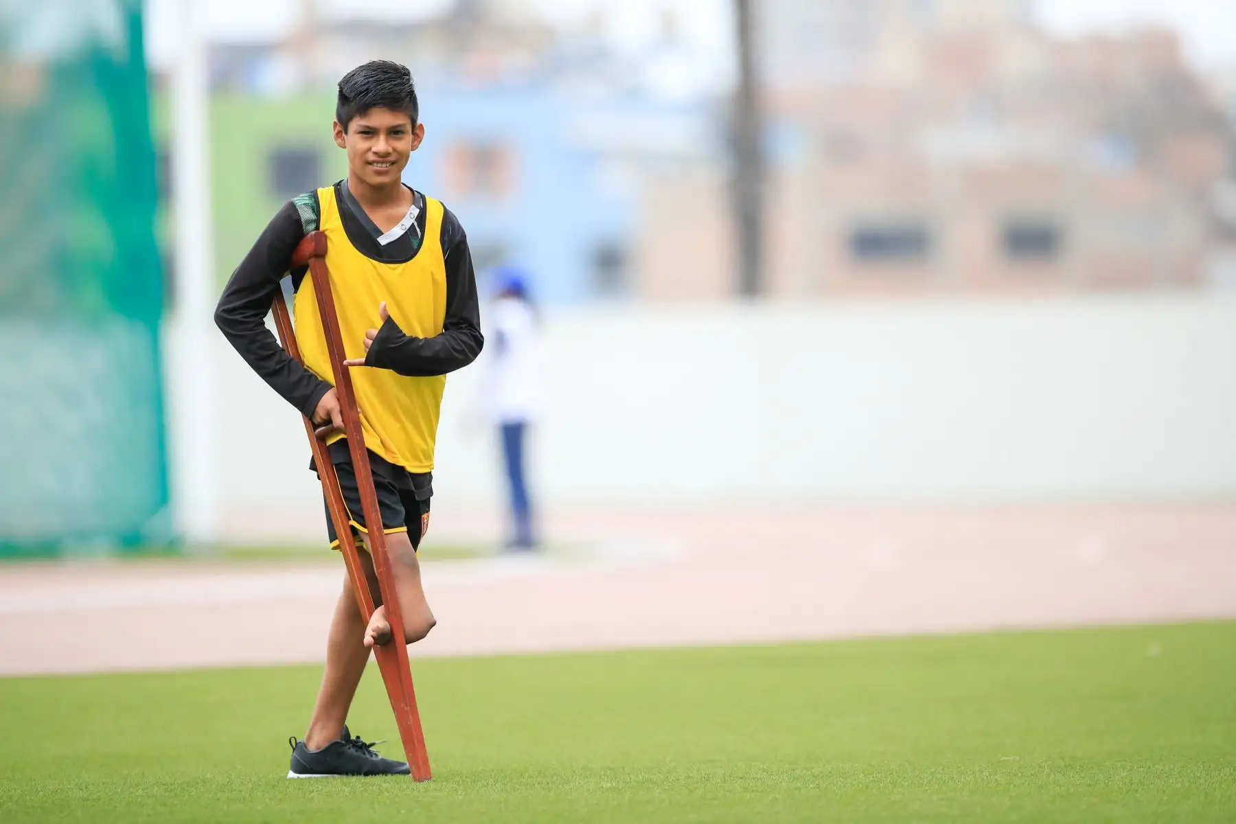 Paradeportista Willy Veintemilla Panduro del colegio Antonio Raymondi de Saposoa, San Martín, competidor de velocidad 80 mts y salto largo en el marco de los Juegos Deportivos Escolares Nacionales    


Foto: Andina/Juan Carlos Guzmán Negrini