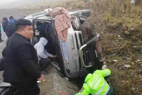 Una combi que trasladaba a 13 integrantes de la orquesta folklórica “Los Sensacionales del Ande”, se volcó a la altura del kilómetro 140, 500, en el centro poblado de Conacocha, provincia ancashina de Recuay, parte de la vía de penetración Pativilca – Huaraz, dejando como saldo 7 heridos; informaron hoy fuentes policiales locales.