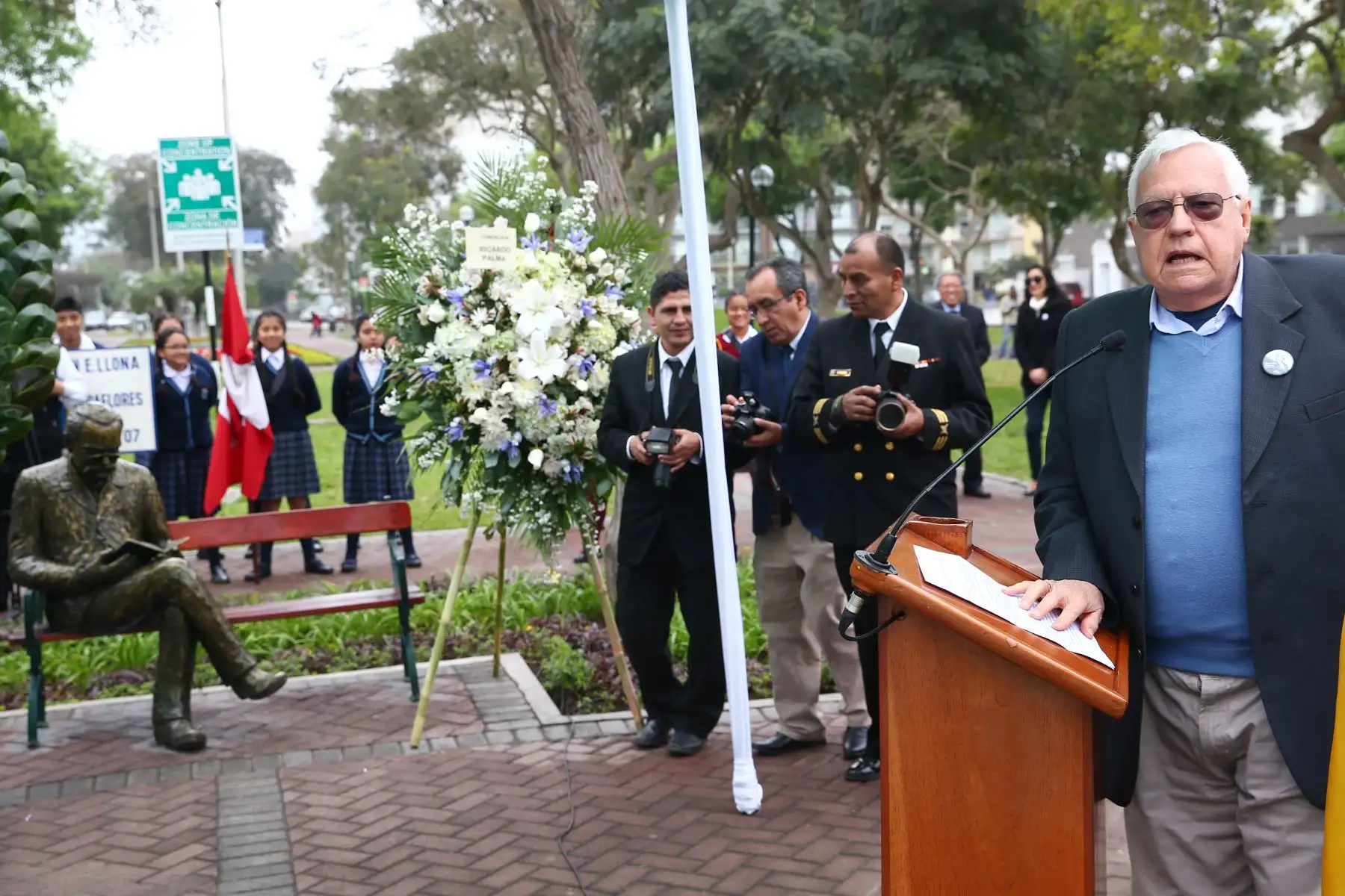 Ricardo Palma Michelsen,  bisnieto del tradicionalista, en  ceremonia de  homenaje por el centenario del fallecimiento de Ricardo Palma. Foto: ANDINA/Melina Mejía