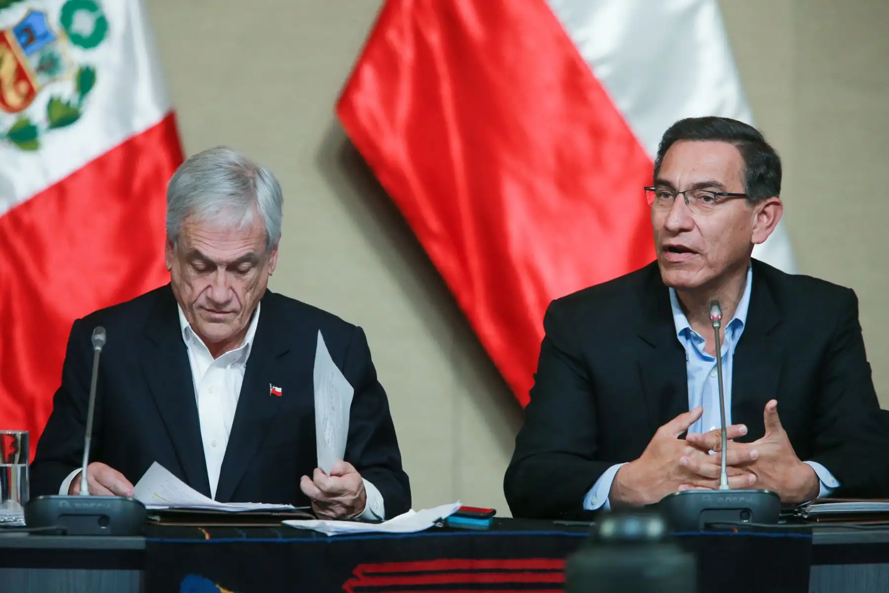 Los presidentes Martín Vizcarra Cornejo y Sebastián Piñera lideran el Encuentro Presidencial y III Gabinete Binacional Perú-Chile, en la localidad de Paracas. Foto:ANDINA/ Jhony Laurente