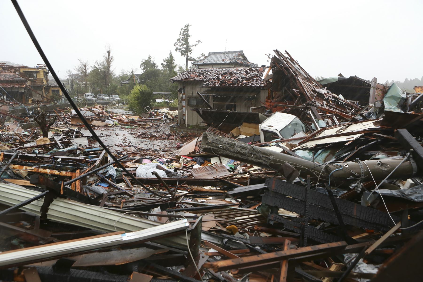Casas dañadas causadas por los patrones climáticos del tifón Hagibis en Ichihara, Japón. Foto: AFP