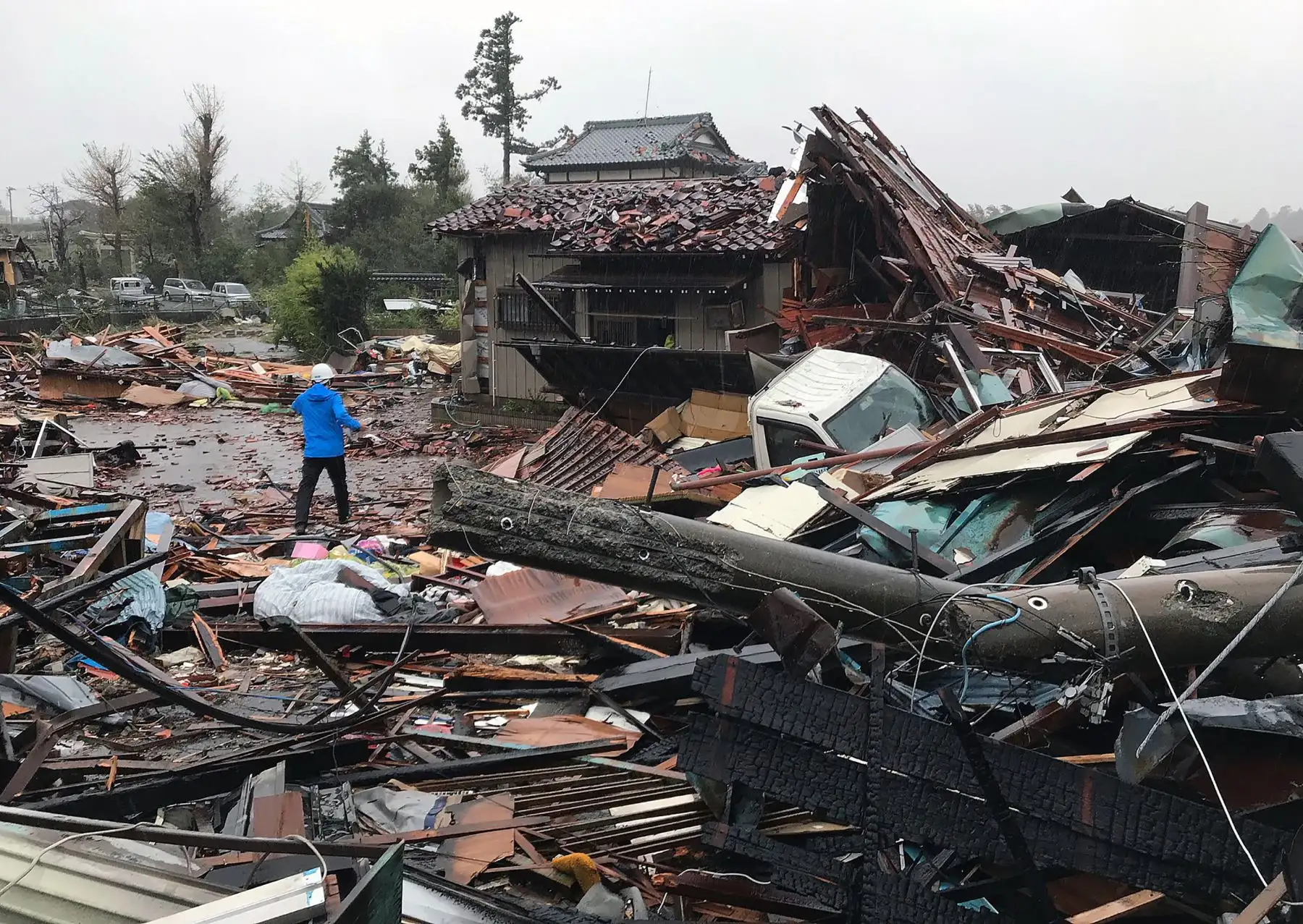 Casas dañadas causadas por los patrones climáticos del tifón Hagibis en Ichihara, Japón. Foto: AFP