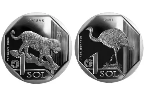 Monedas de S/ 1 alusivas al jaguar y al suri. Foto: ANDINA/difusión.