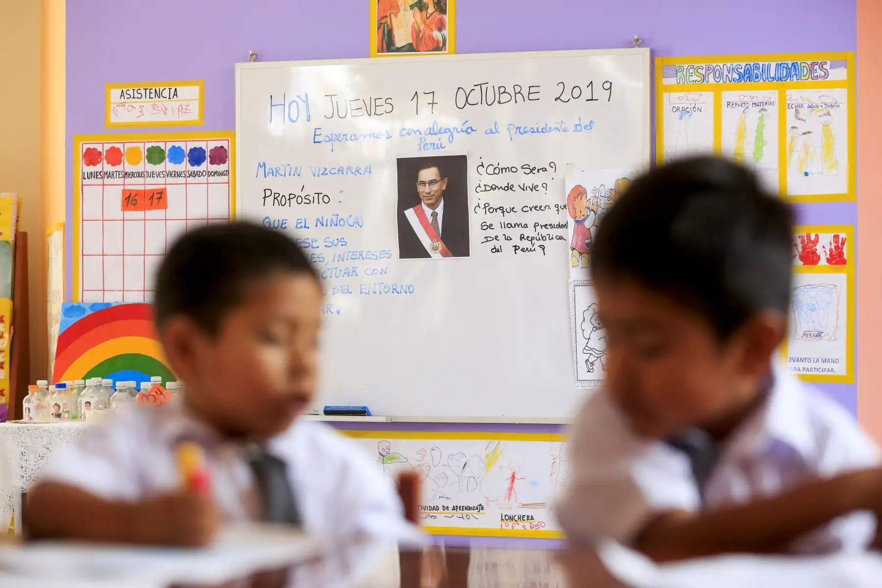 Presidente de la República , Martín Vizcarra, inaugura los ambientes de nivel inicial del colegio Fe y Alegría Nº81 de Paita. Foto: ANDINA/Prensa Presidencia