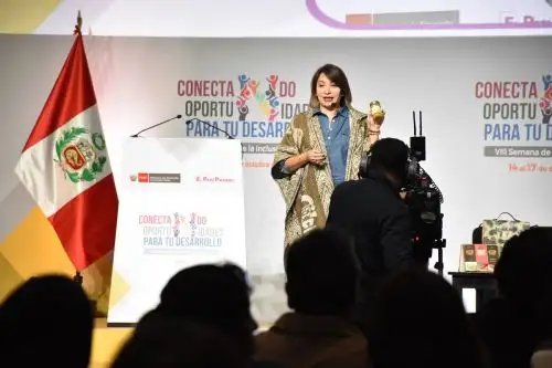 Ministra de la Producción, Rocío Barrios. en la VIII Semana de la Inclusión Social 2019. Foto: Cortesía.