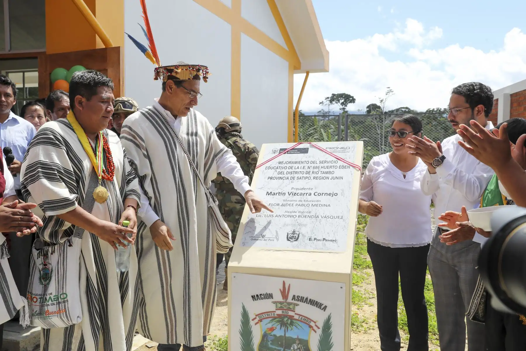 Presidente Martín Vizcarra inaugura las obras de mejoramiento de la IE Inicial N° 686 de la Comunidad Nativa Cana Edén en la región Junín. Foto: ANDINA/ Prensa Presidencia