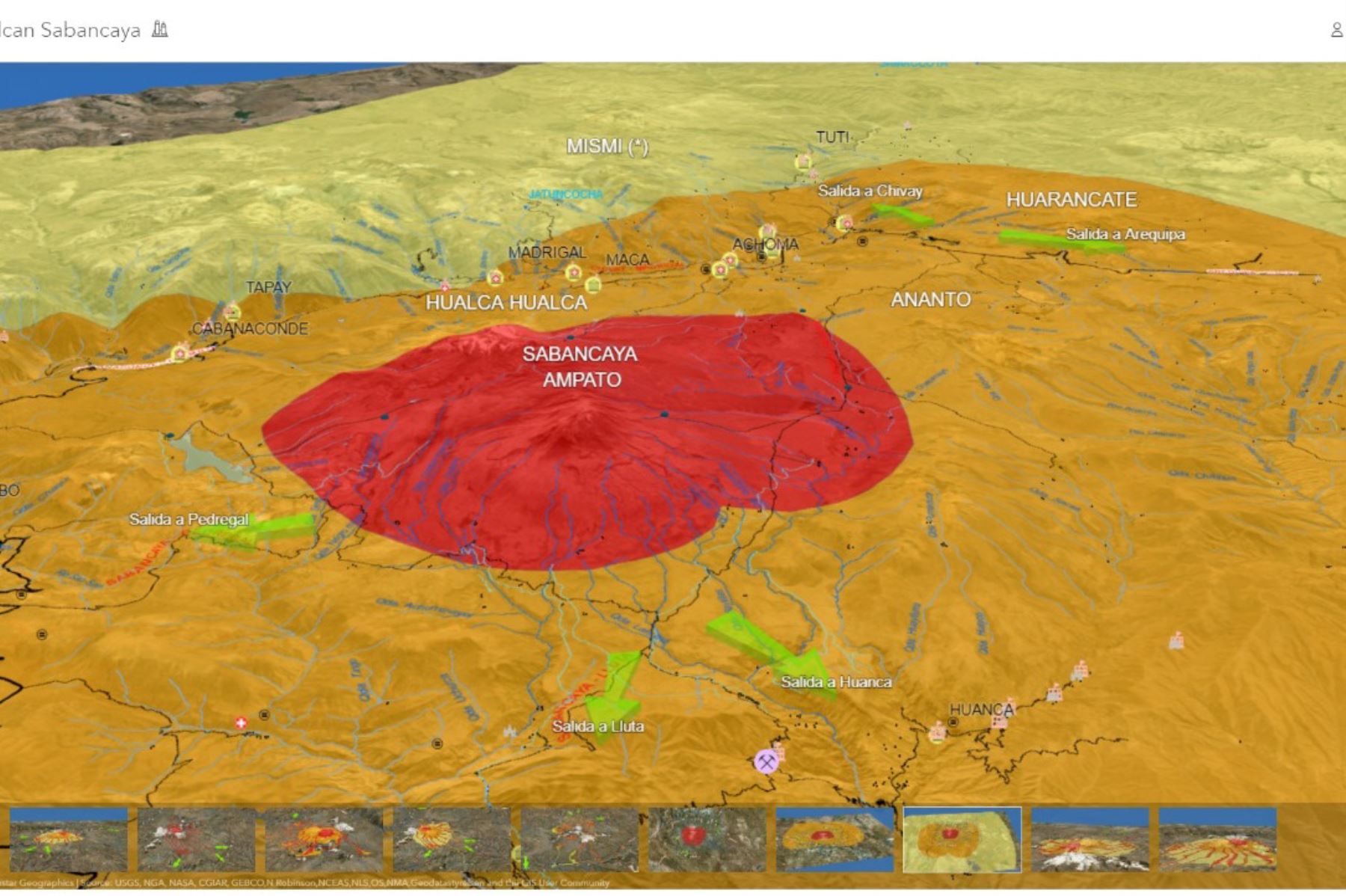 El Ingemmet invitó a las autoridades a consultar el mapa de peligros del volcán Sabancaya, región Arequipa.