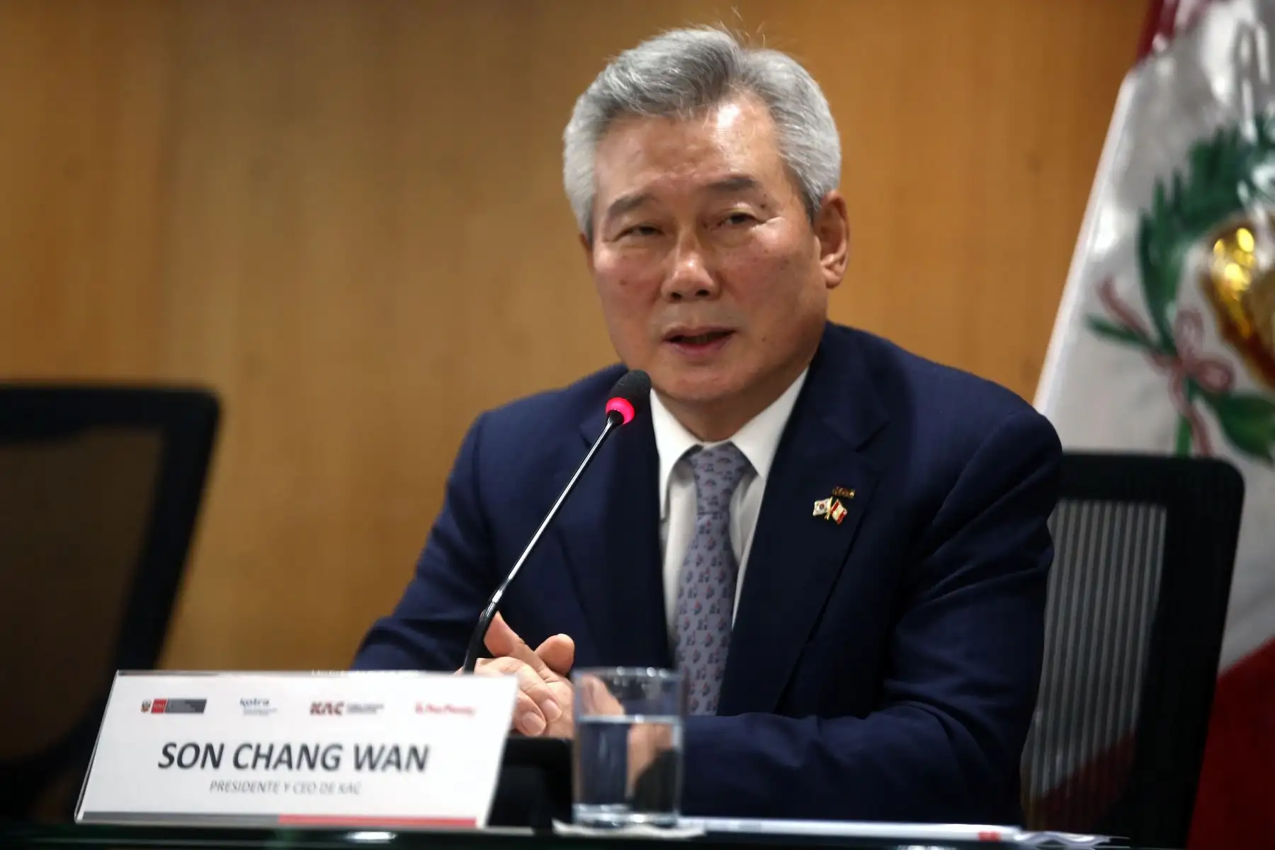 Son Chang Wan, de Corea   Informa del inicio del proyecto de PMO para la construcción del Aeropuerto Internacional de Chinchero- Cusco. Foto: ANDINA/Vidal Tarqui