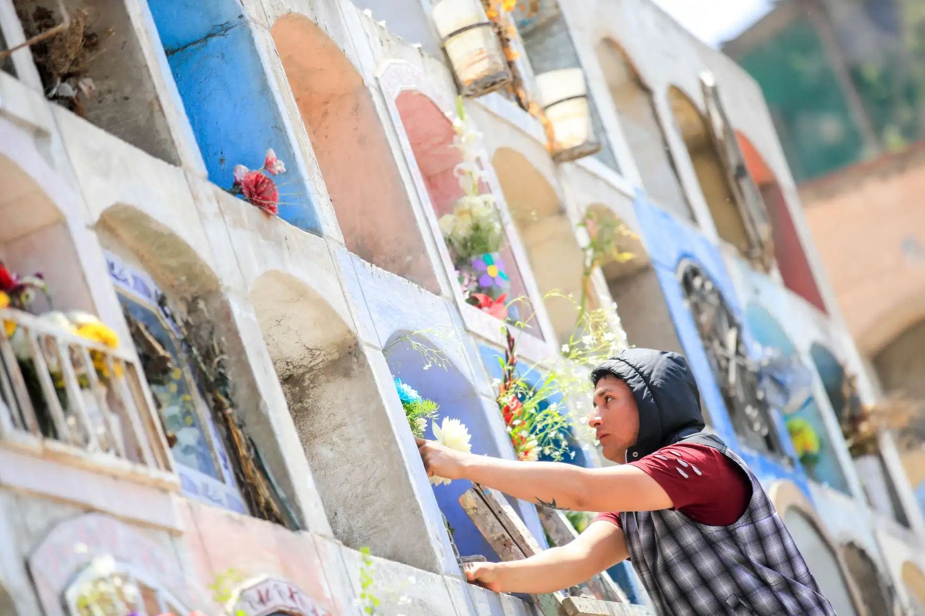 Cientos de personas acudieron al cementerio de Villa El Salvador donde se realizaron celebraciones por el día de Todos los Santos  
Foto: Andina/Juan Carlos Guzmán Negrini Cientos de personas acudieron al cementerio de Villa El Salvador donde se realizaron celebraciones por el día de Todos los Santos  
Foto: Andina/Juan Carlos Guzmán Negrini